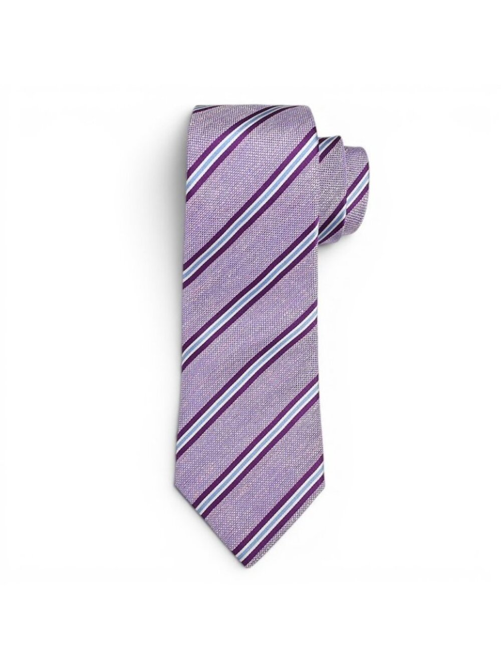MATTABISCH NAPOLI Purple Blue STRIPED Woven Silk Linen Blend Tie Italy NEW